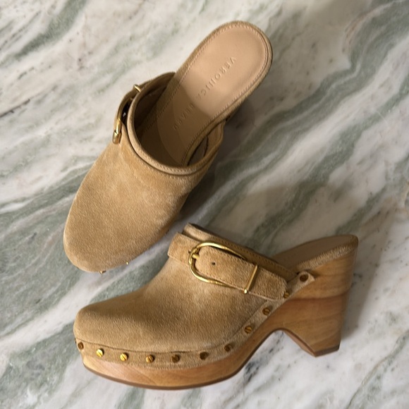 Brand new Veronica beard tan suede and wood clogs - Picture 2 of 6